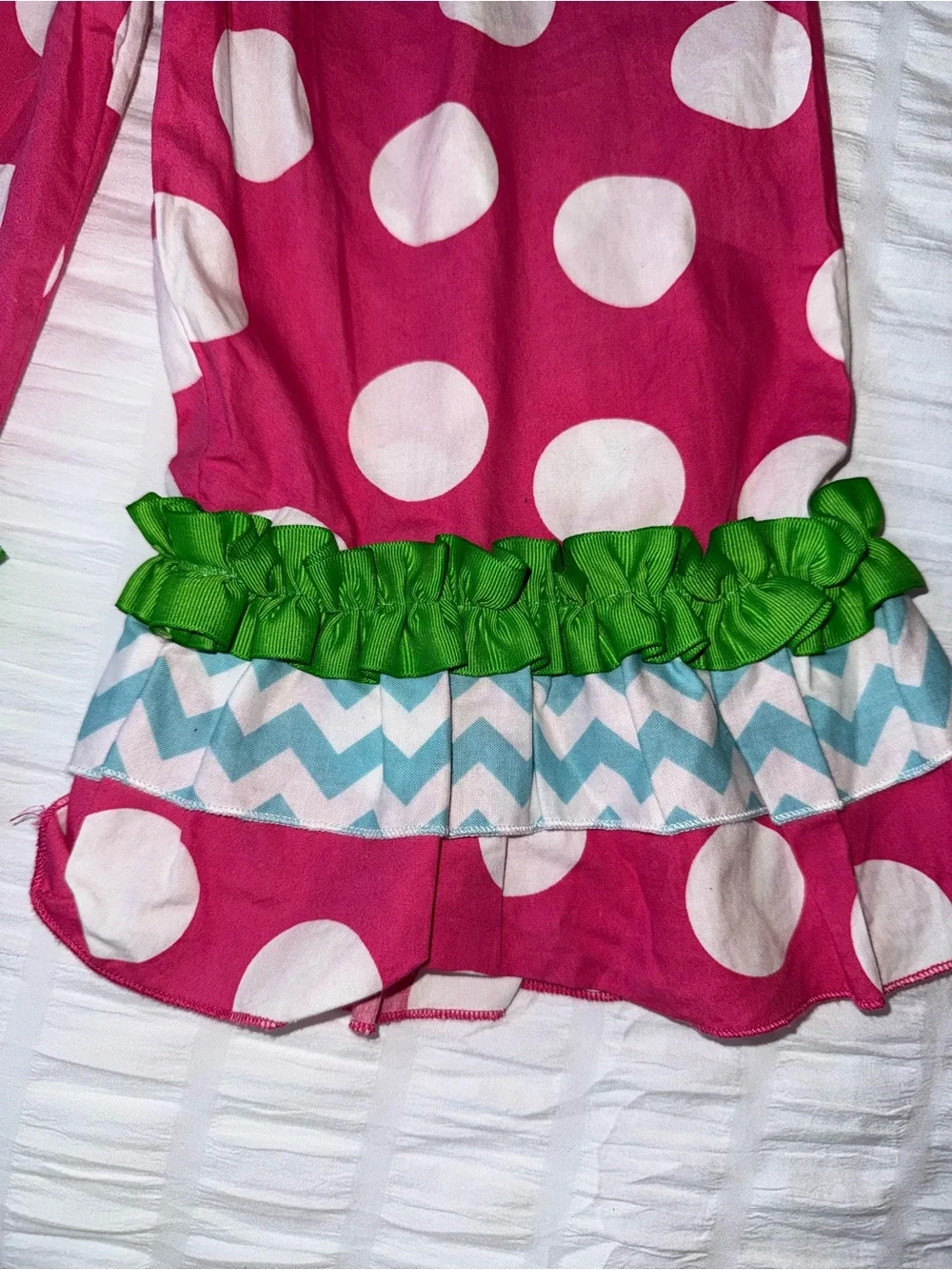 Max & Lulu Girls Pink Polka Dot & Chevron Ruffle Pants 2 Pair Size 6 - Picture 4 of 7